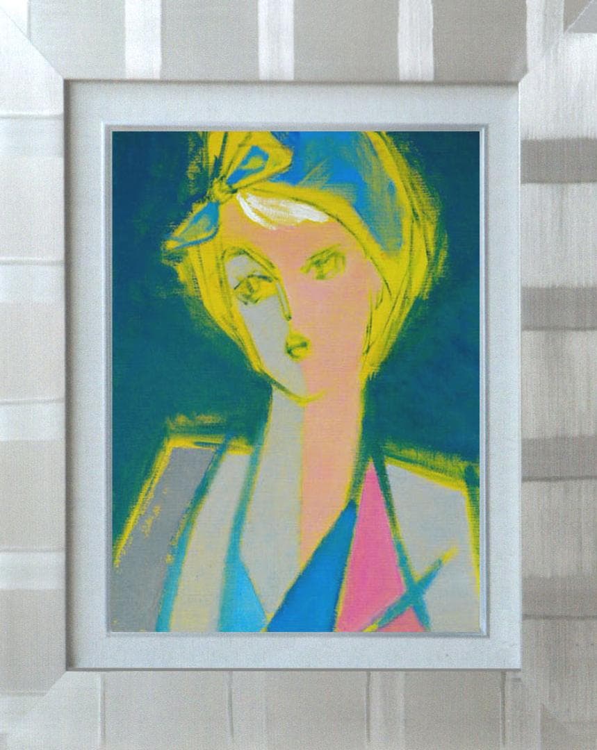 油絵 菅家令子 絵 絵画 インテリア 額付(黒) F6-080612 人物 女性