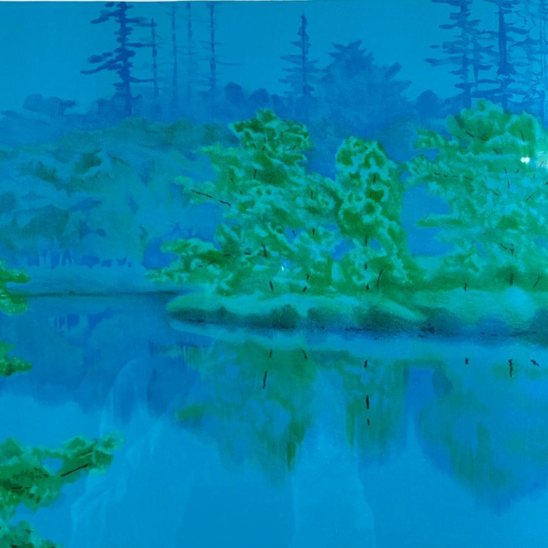 浜田昇児「緑映」リトグラフ 直筆サイン入り 額縁入り 限定150点 濱田昇児