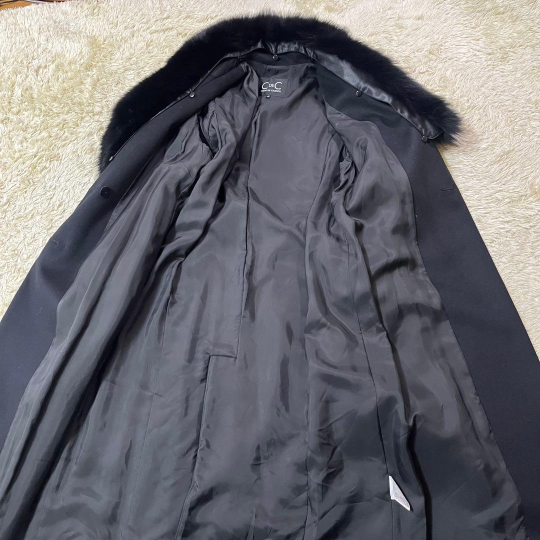 美品 Lサイズ クードシャンス　フォックスファー　チェスターコート　カシミヤ