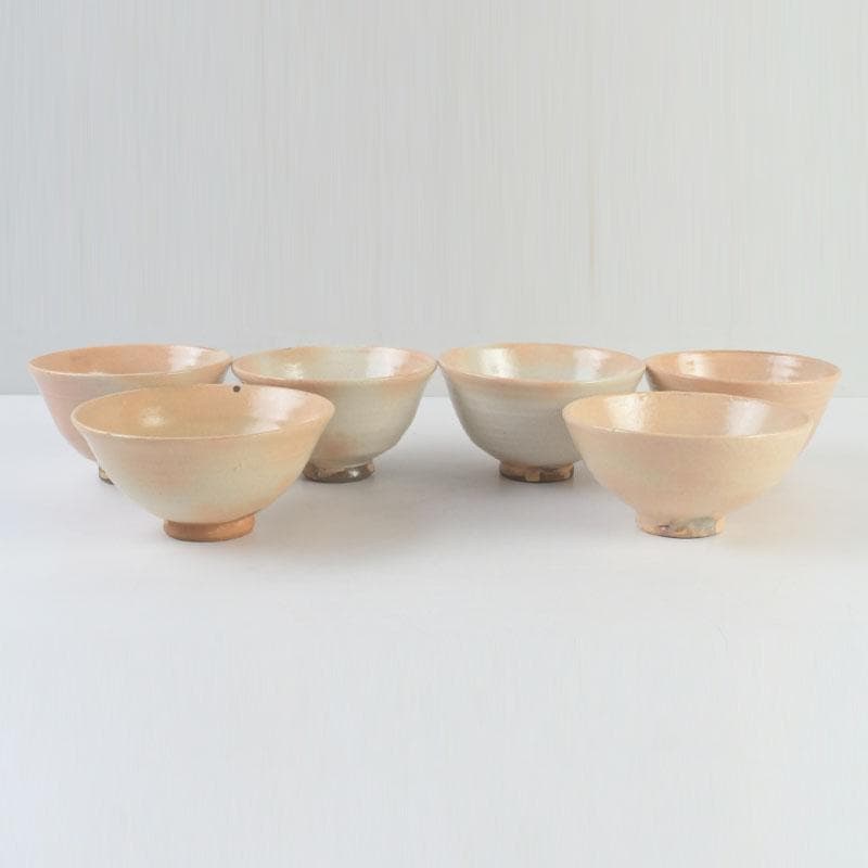 ゆき　茶道具　三蔵窯　粉引など　数茶碗六種十二客　時代箱付　M　9536A