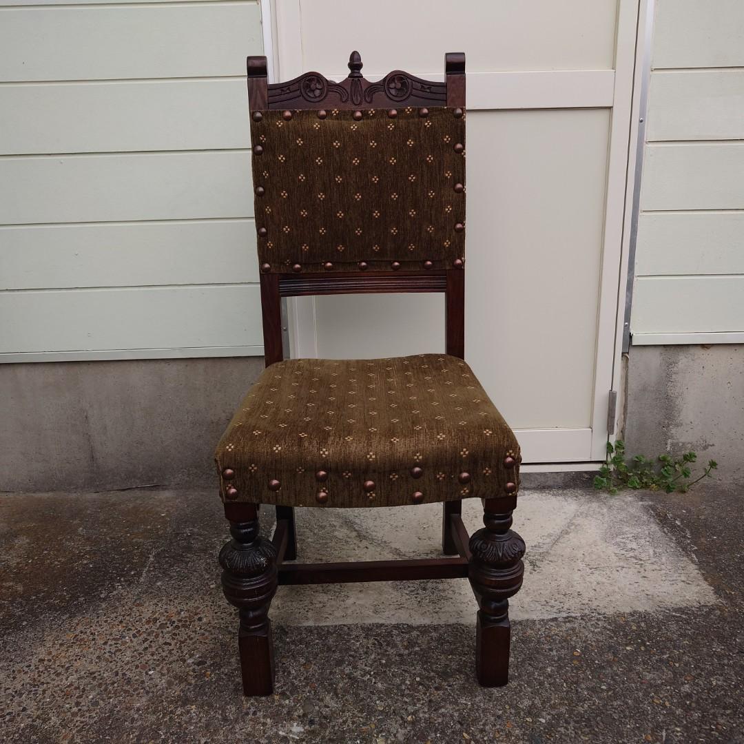 357　オールドチャーム 椅子　アンティーク　英国家具　鋲打