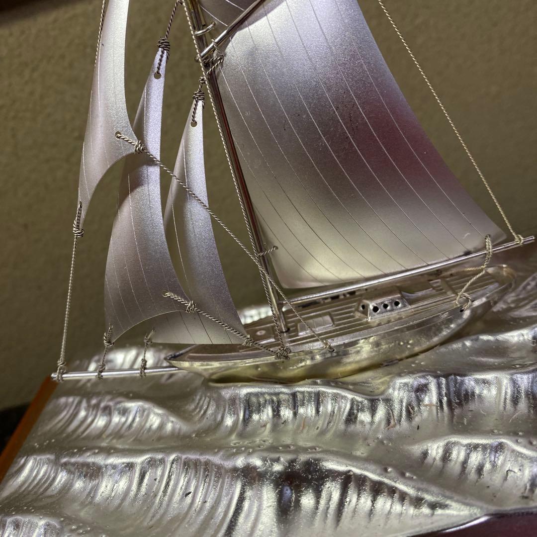 銀製　ヨット置物25cm24.5cm