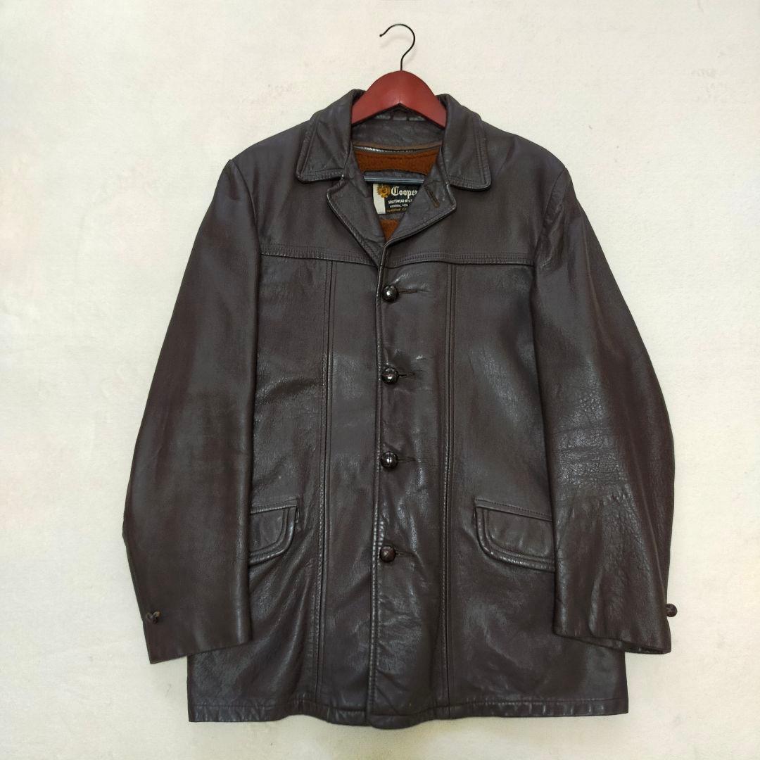 70S　USA製　Cooper　ライナー　ミドル丈レザーコート　レザージャケット