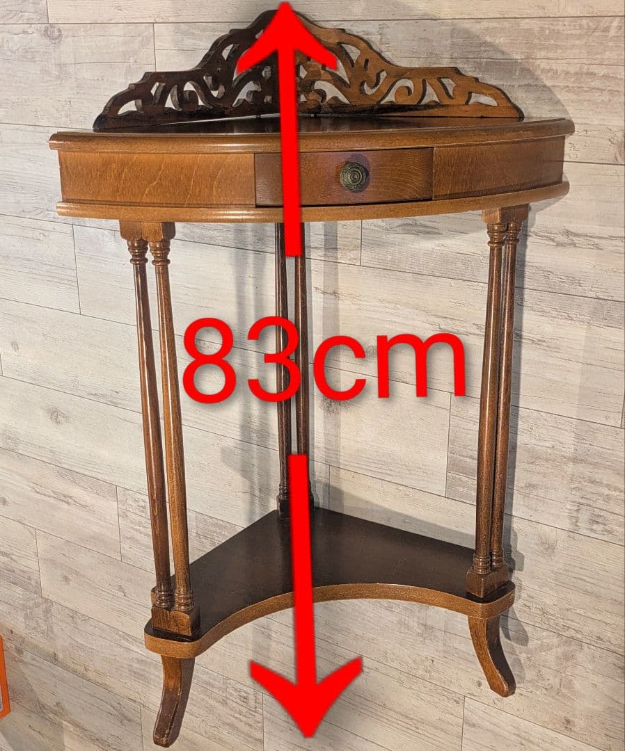 イタリア製 アンティーク調 コーナーテーブル 透かし飾り 輸入家具 送料込