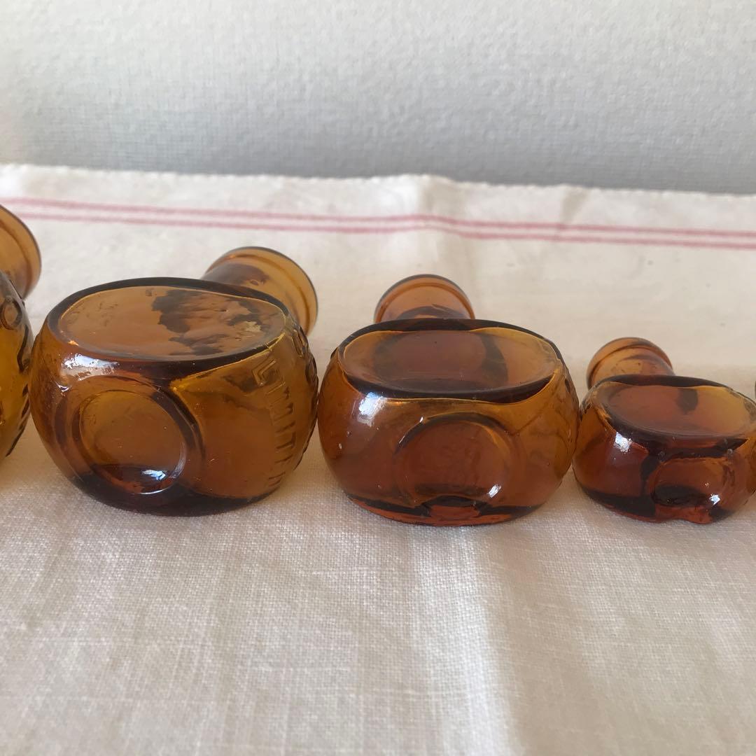 イギリスアンティーク　BOVRIL ボブリル　アンバー　ガラス瓶　ボトルセット