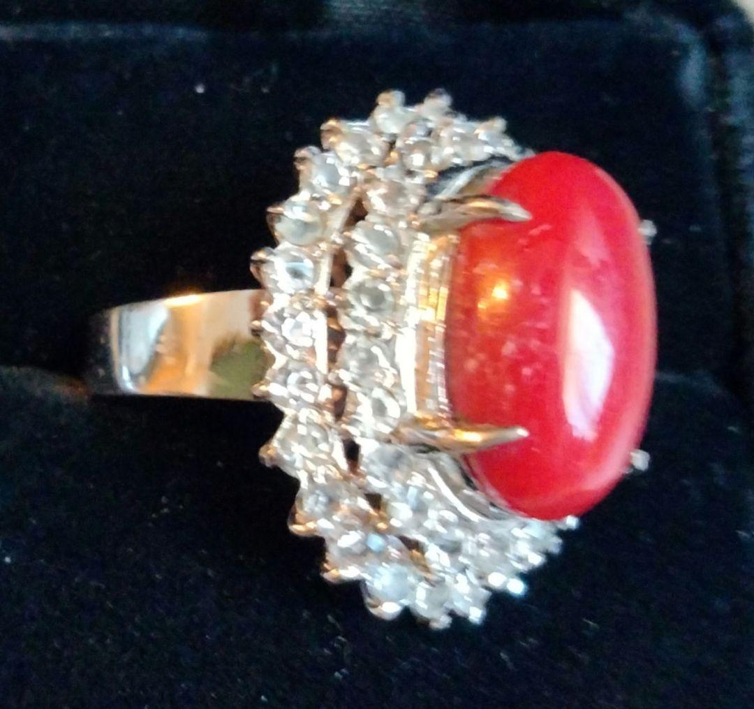 デザイン 血赤珊瑚 リング サイズ9