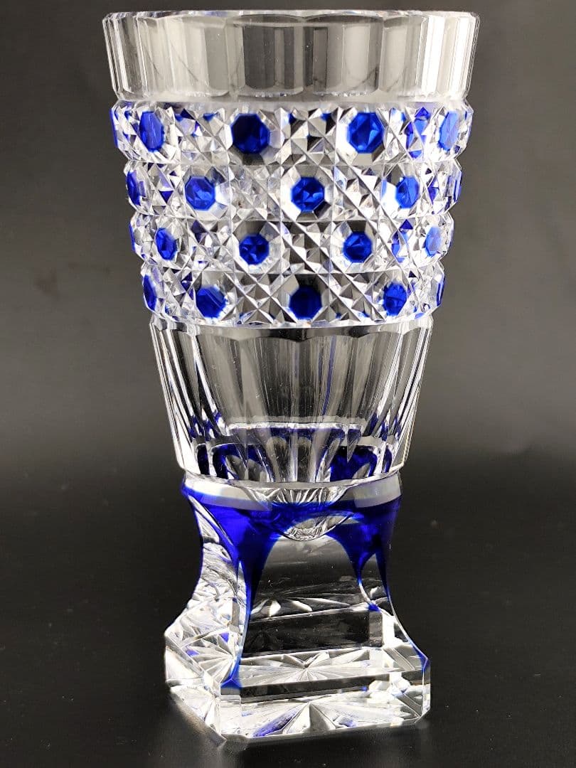 超希少品☆阪本光男 薩摩切子 脚付杯（切子 江戸切子 薩摩切子）