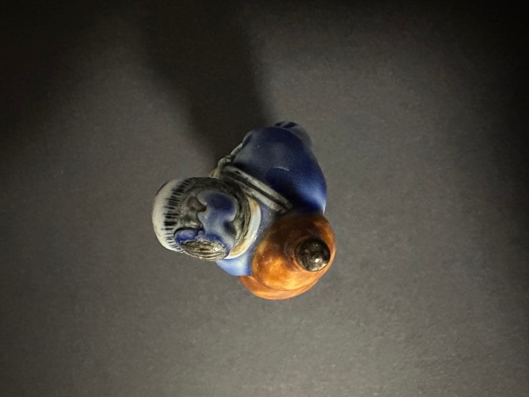 【根付(netsuke)】陶器　瑠璃鉄釉瓢箪仙人根付　江戸時代