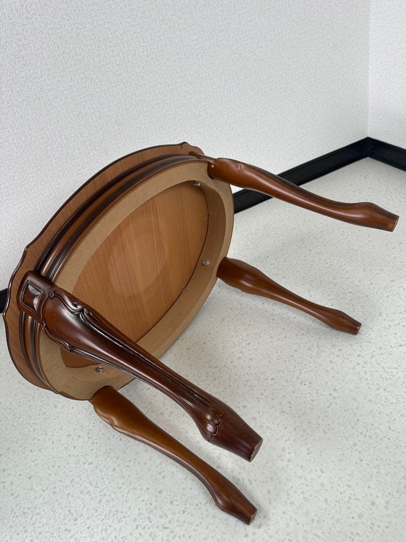 コーヒーテーブル ローテーブル 楕円 無垢 オーバル 花台 猫脚 ※i4※