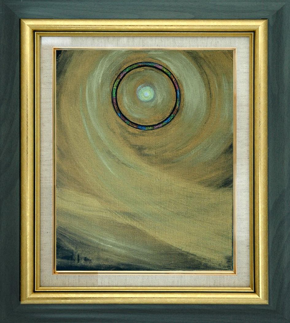油絵 菅家令子 絵 絵画インテリア額付(銀) F3-G172023 風景祈り希望