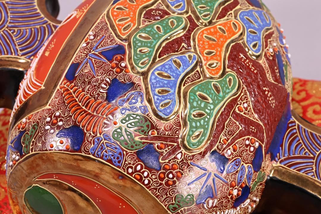 九谷焼名工　陶ハ　松鶴乃図　御小槌　金運　財運　開運　商売繁盛　置物　BJ177