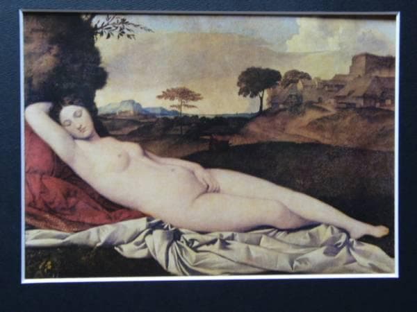 ジョルジョーネ、【眠れるビーナス】、希少高級画集画、新品高級額・額装付