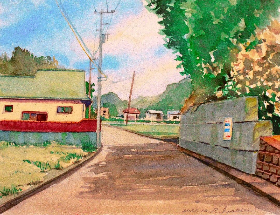 風景画 水彩画 2021年 F6サイズ 額装済み 原画