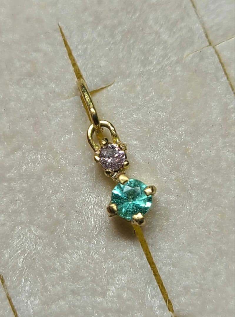 幻達の共演★バターリャパライバトルマリン&ピンクダイヤモンドペンダント18金★