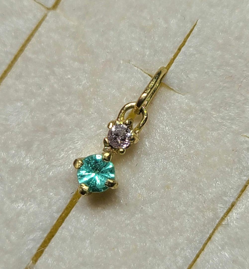 幻達の共演★バターリャパライバトルマリン&ピンクダイヤモンドペンダント18金★