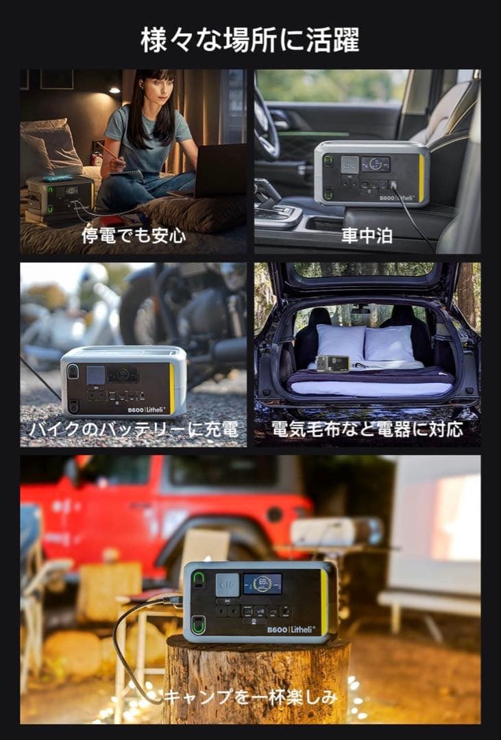 新品Litheli ポータブル電源 B600 & 100Wソーラーパネル セット