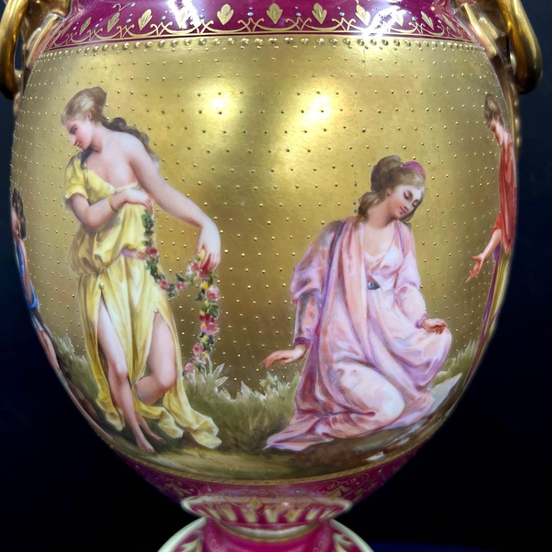 ロイヤルヴィエナ　手描総金彩フラワーベース　高さ約48㎝　東Y7-0822⭐︎2F