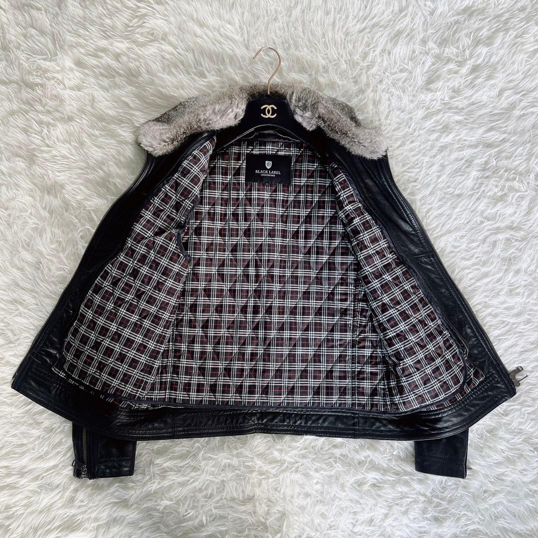 【BLACKLABEL CRESTBRIDGE】ライダースジャケット 羊革 黒M