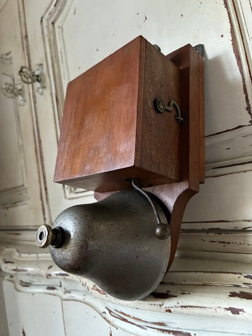フランス　アンティーク　壁掛け式　電話機用　ベル　木製　呼び鈴　Bell レア