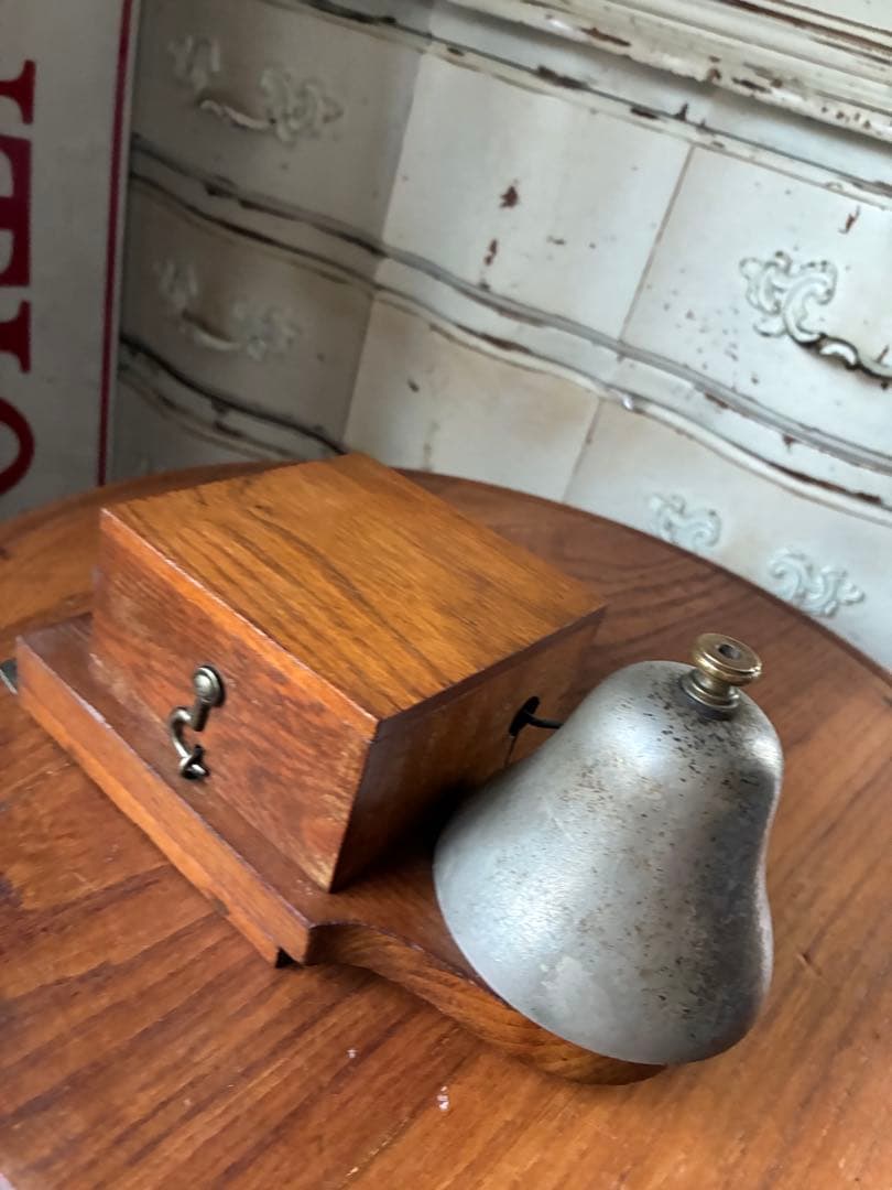 フランス　アンティーク　壁掛け式　電話機用　ベル　木製　呼び鈴　Bell レア