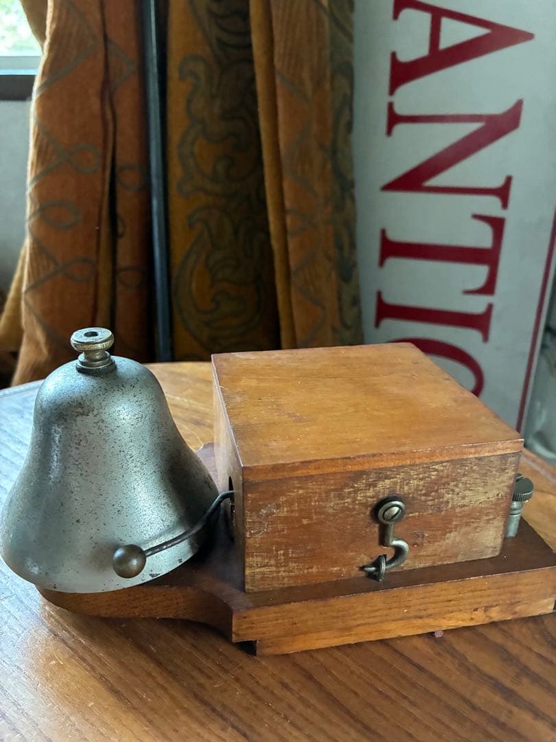 フランス　アンティーク　壁掛け式　電話機用　ベル　木製　呼び鈴　Bell レア