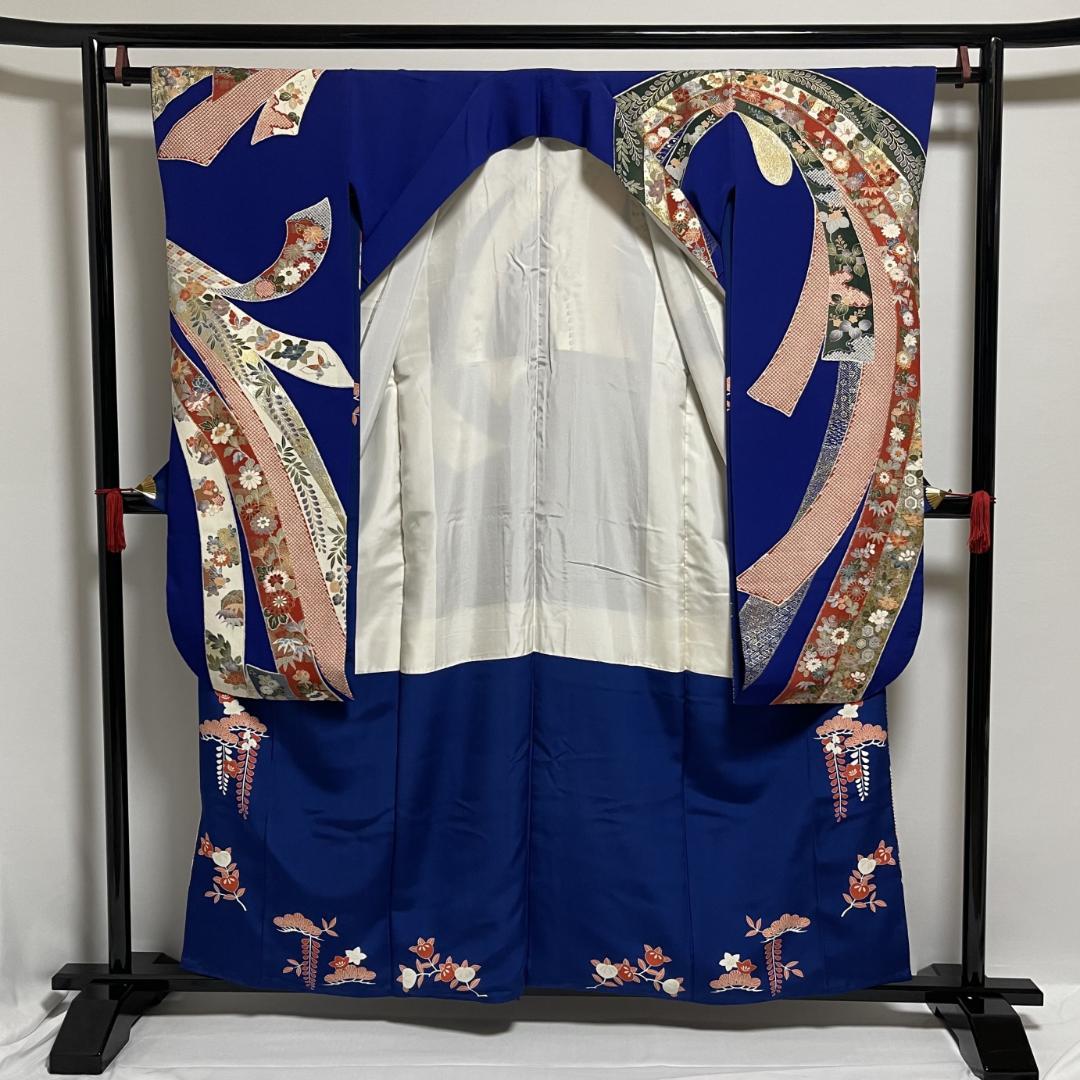 【新品未使用・仕立上・正絹】振袖－４＜金銀彩柄・ぼかし染め＞丈１５７㎝　裄６３㎝