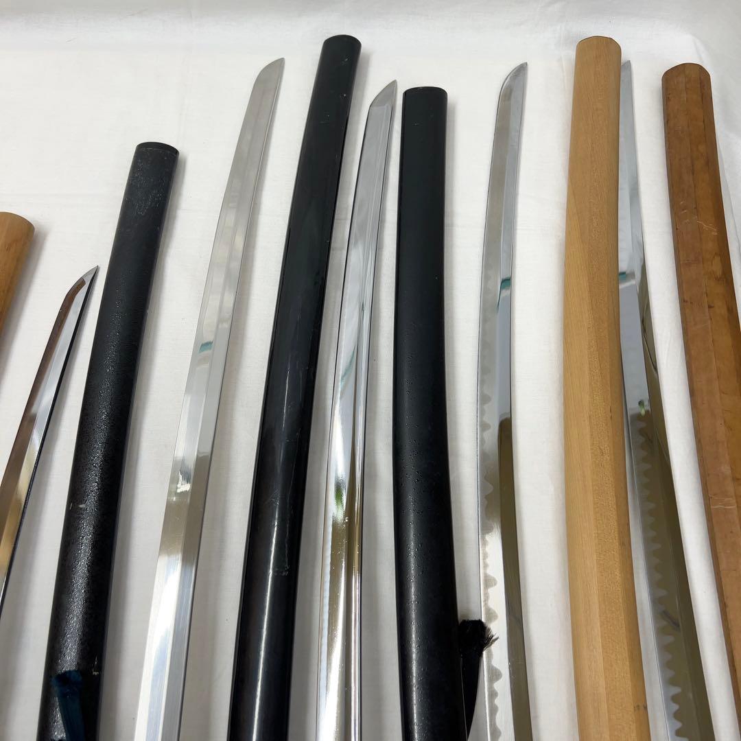 【傷あり】模造刀 8本 まとめ 透かし鍔 樋入り 太刀 脇差 白鞘