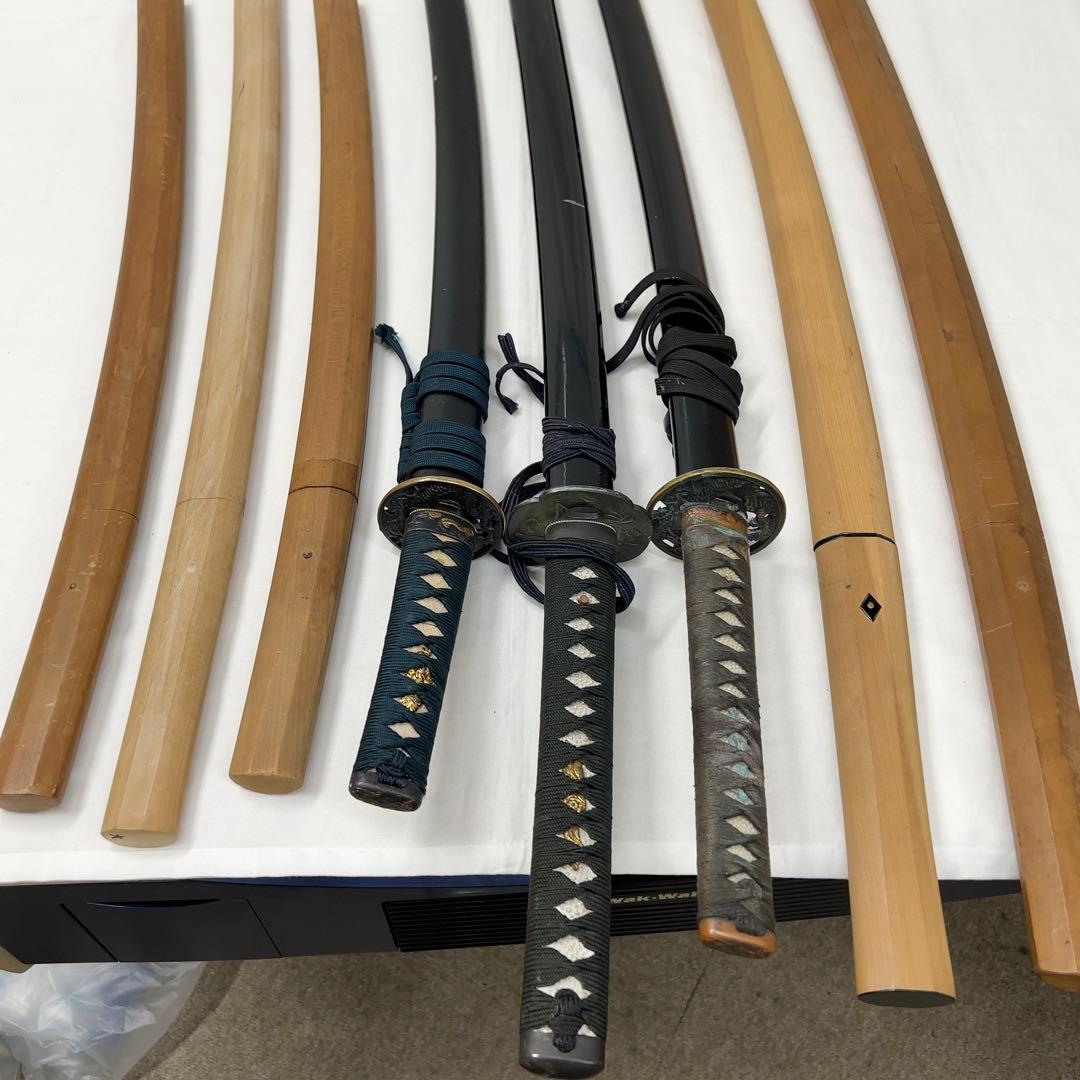 【傷あり】模造刀 8本 まとめ 透かし鍔 樋入り 太刀 脇差 白鞘