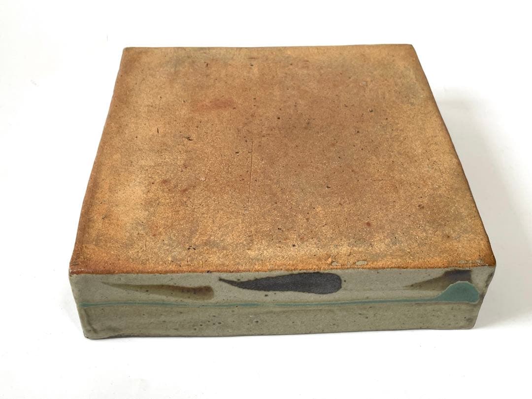 陶芸家　作者不明　濱田庄司　？　民芸　民藝　描文様　角皿　角鉢　四角　皿