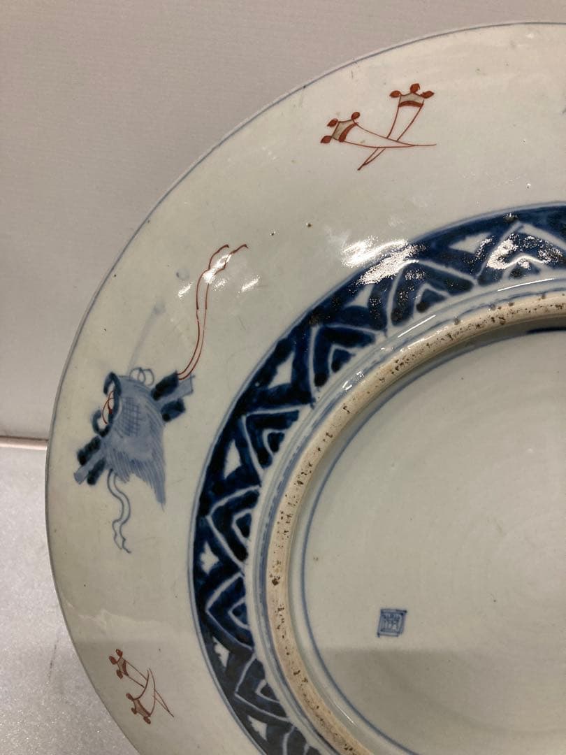 Lemon様★江戸時代 美術品 古伊万里 川に鯉に図 約46.5㎝ 飾り大皿