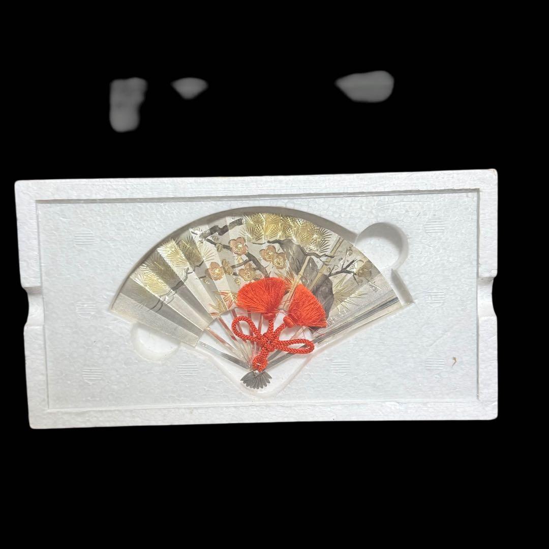 【美品】★純銀製★ 武比古作 銀扇 松竹梅