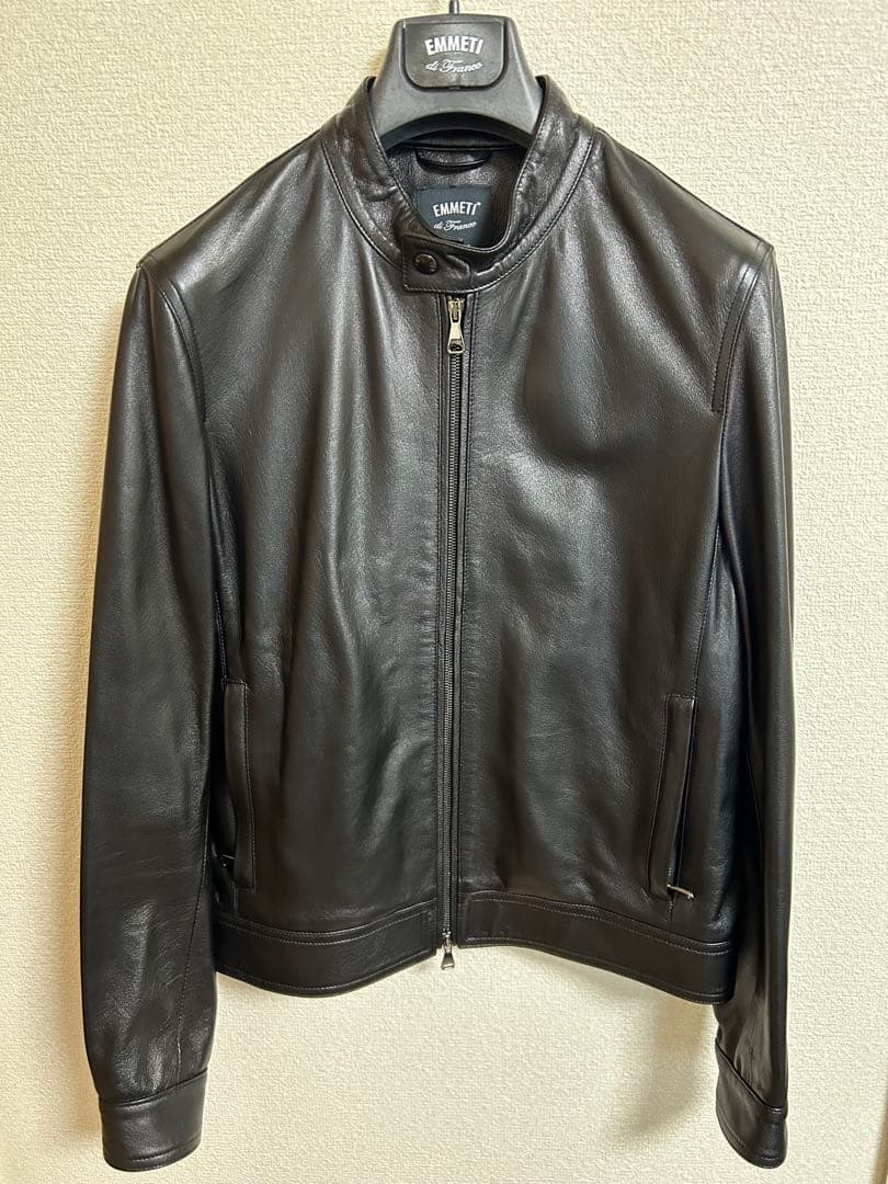 【poarachan】EMMETI ラムレザーシングルジャケット黒JURI