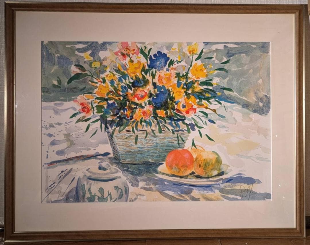 【真作】版画　パトリック・リビングストーン　リトグラフ　花と果実　V142