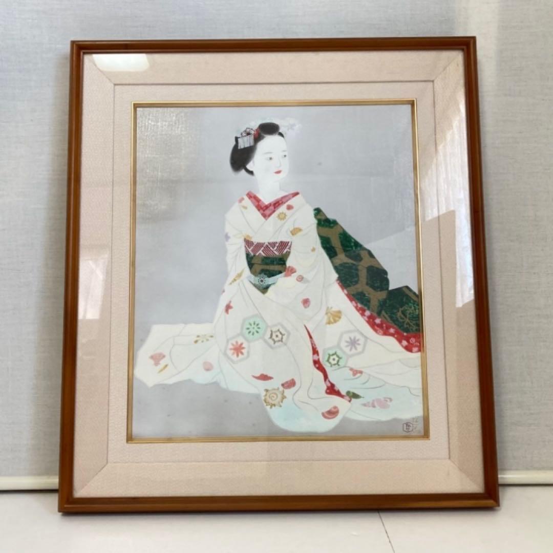 小倉遊亀 「舞妓」 木版画 美人画 着物 絵画 額縁 画家 芸術 美術 工芸品