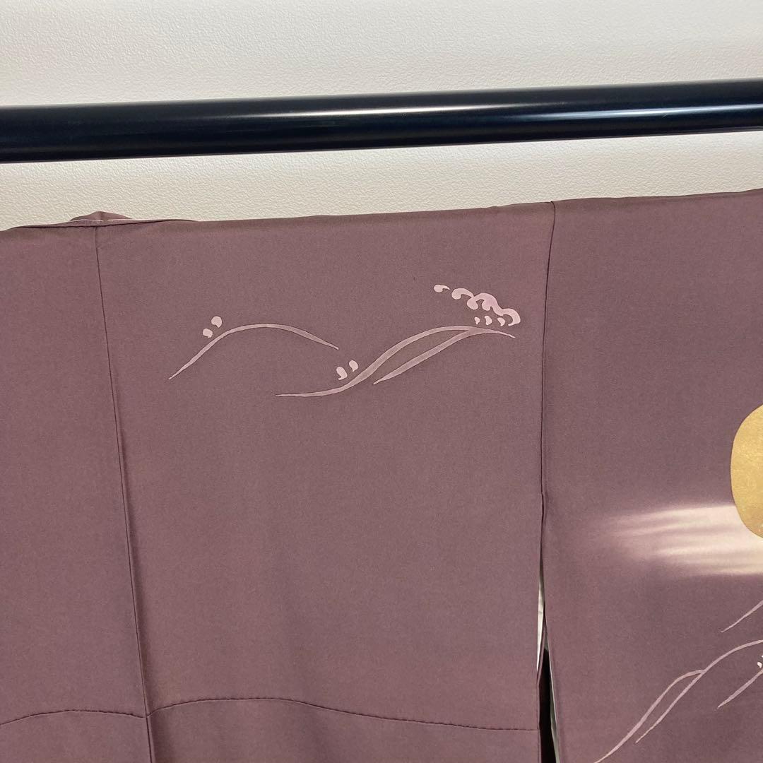 ZF-1348 訪問着 作家物 落款 モダン ハイセンス 正絹 共八掛 小豆色