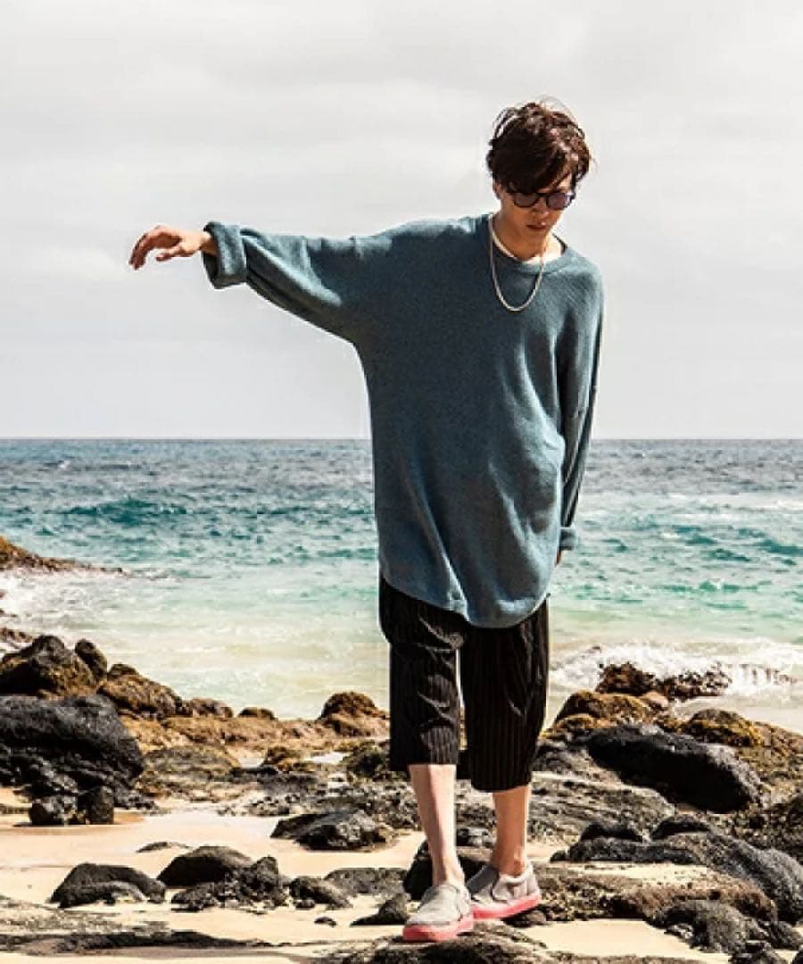 【美品】 glamb クロップドパンツ ストライプ ブラック スラックス