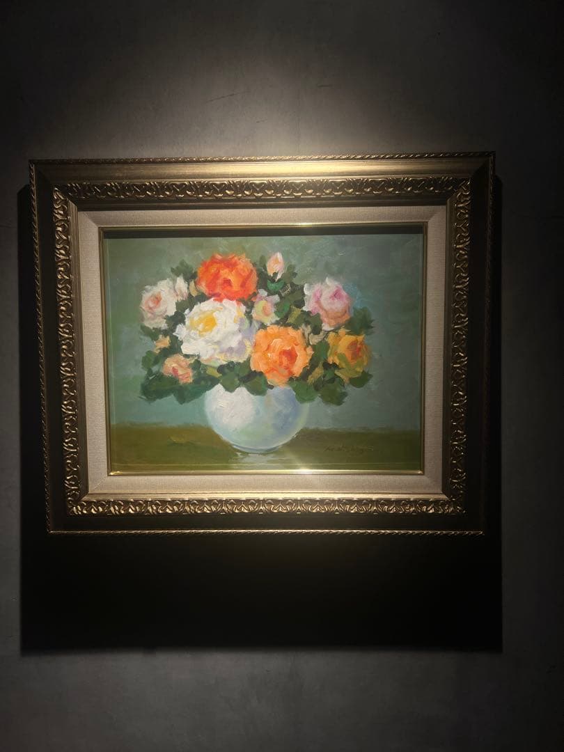 印象派　肉筆画　【薔薇】直筆さいんあり