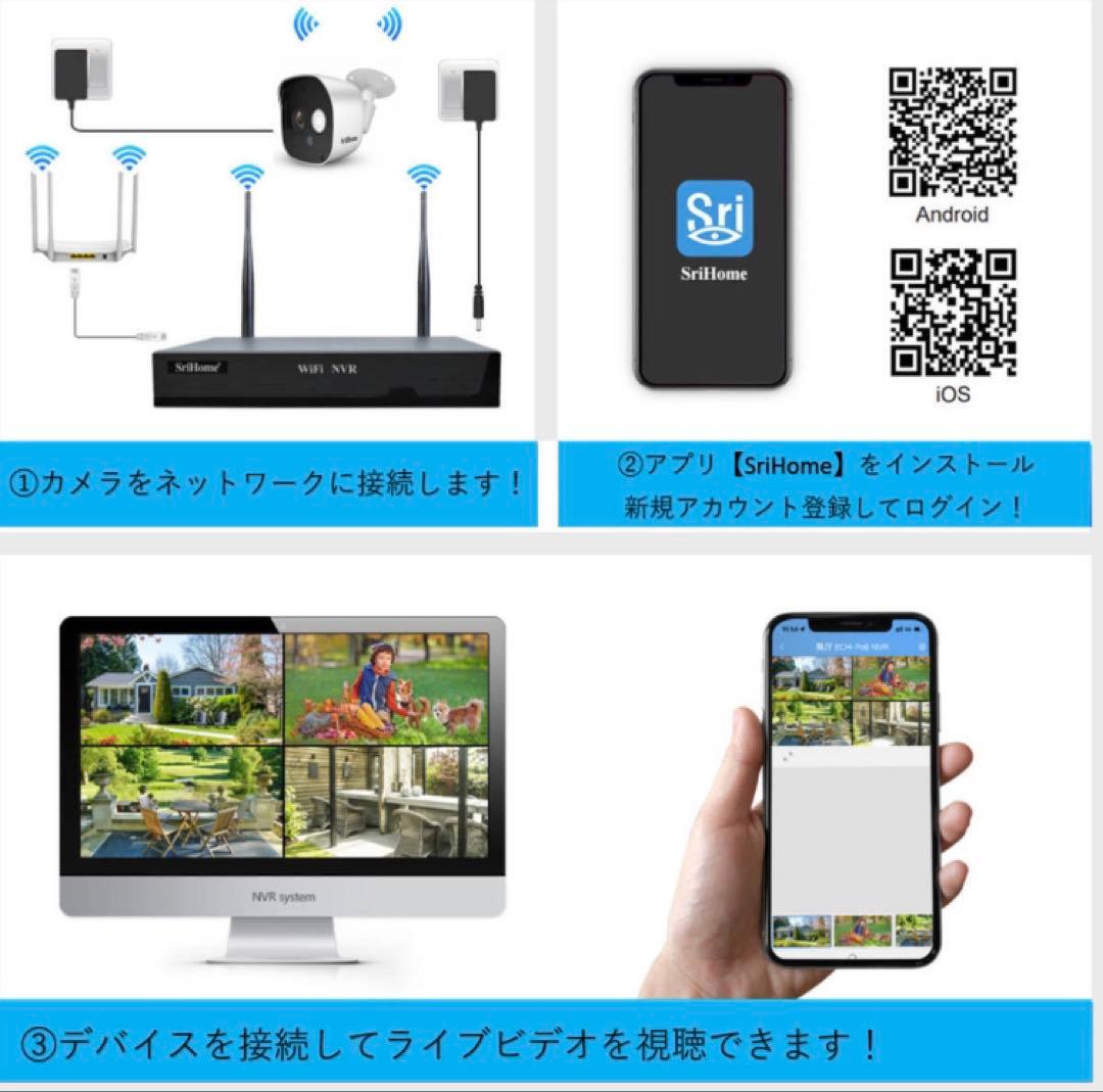 防犯カメラセット4台カメラ 監視カメラ 遠隔監視 正規品Sri