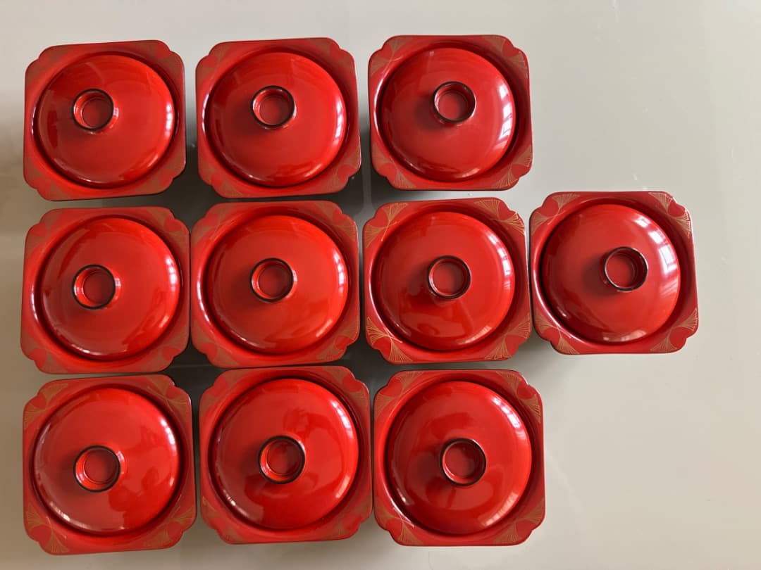 十客セット⭐️美品☆銀杏紋様蒔絵椀 祝膳用の金蒔絵の漆器 10客組 骨董 美術品