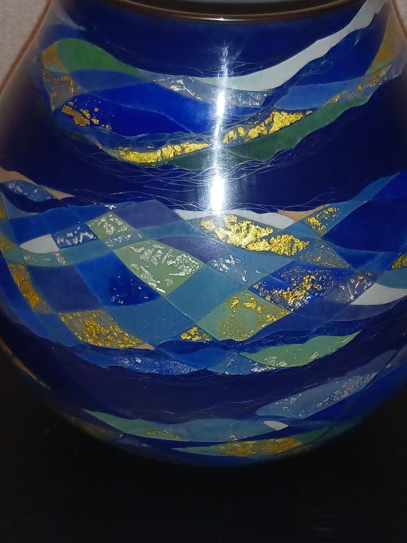 七宝焼　七宝花瓶　七宝壺　花生　蒼々の譜　女性作家作品