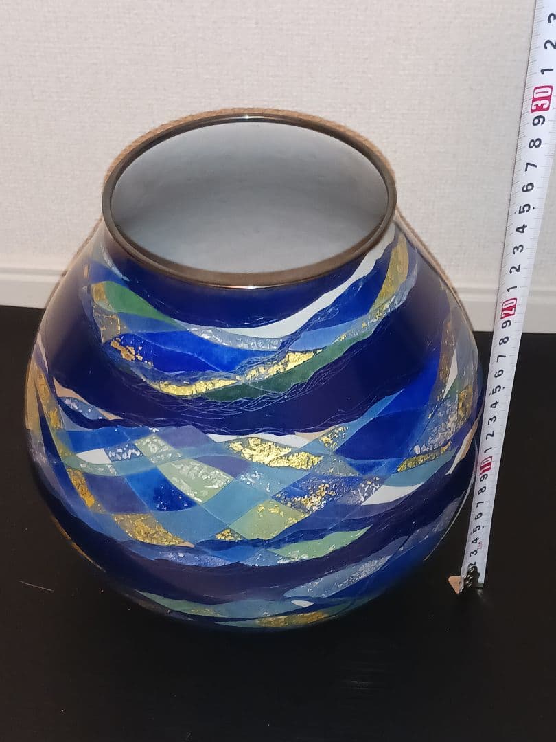 七宝焼　七宝花瓶　七宝壺　花生　蒼々の譜　女性作家作品