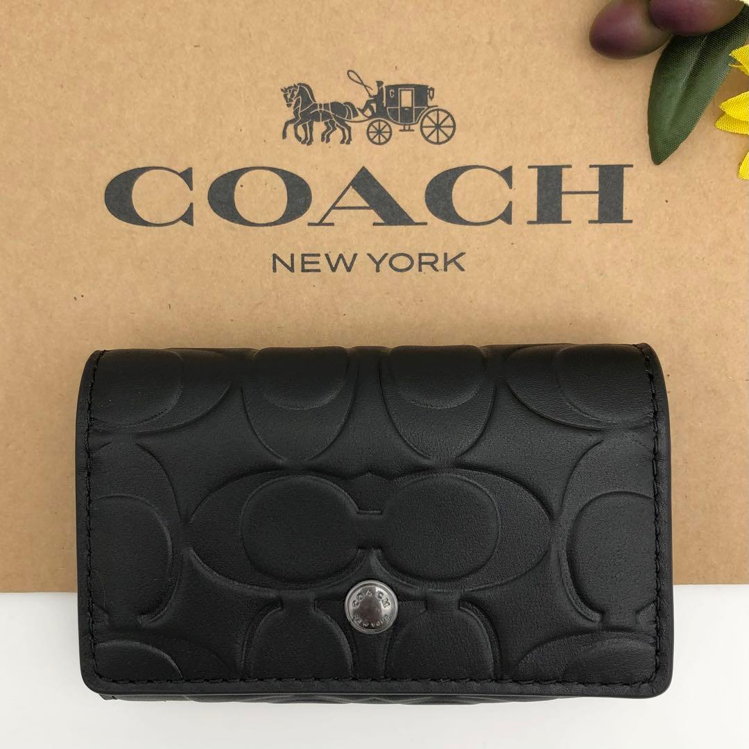 COACH ★大人気★ 5リングキーケース シグネチャー レザー ブラック 新品