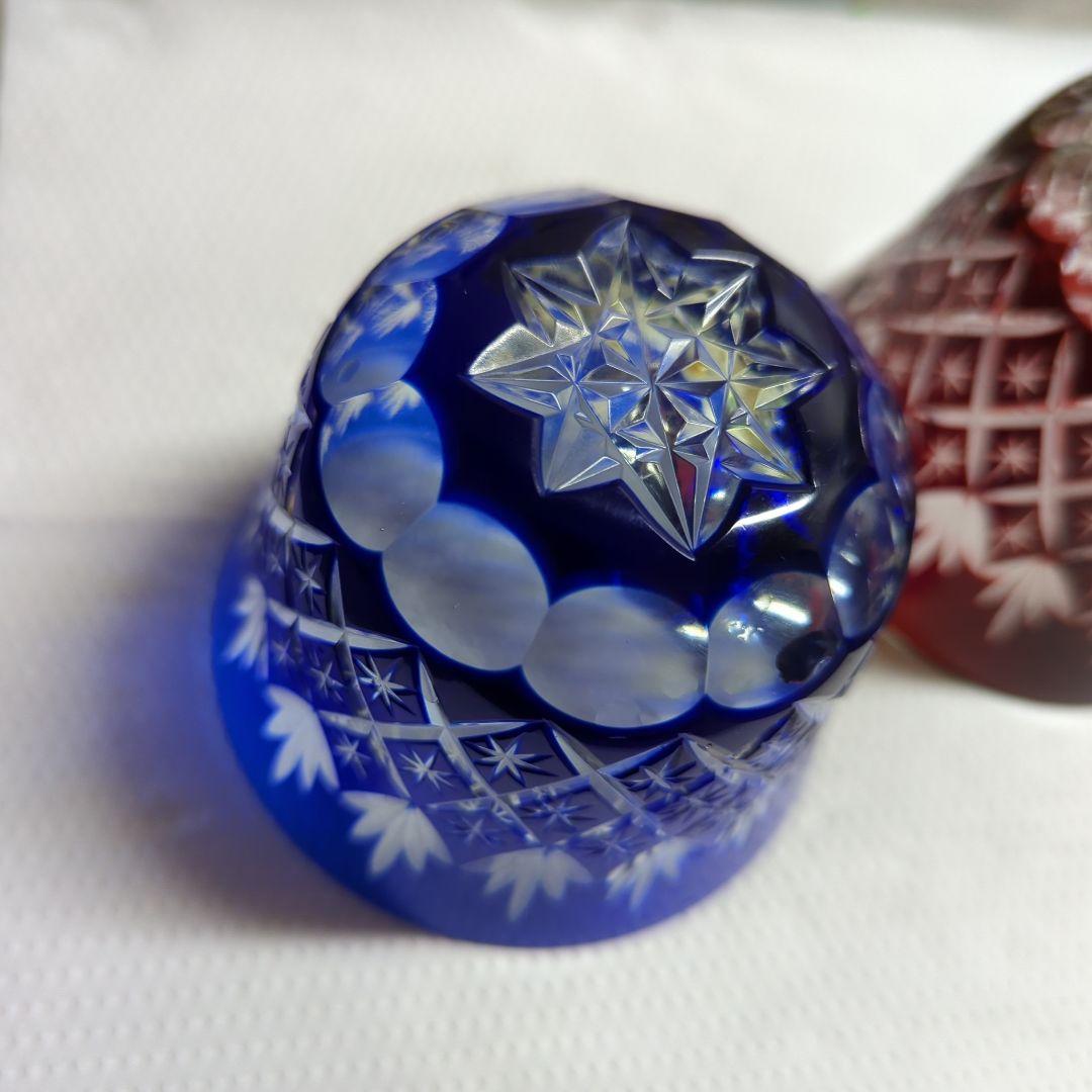 赤と青の江戸切子グラスセット