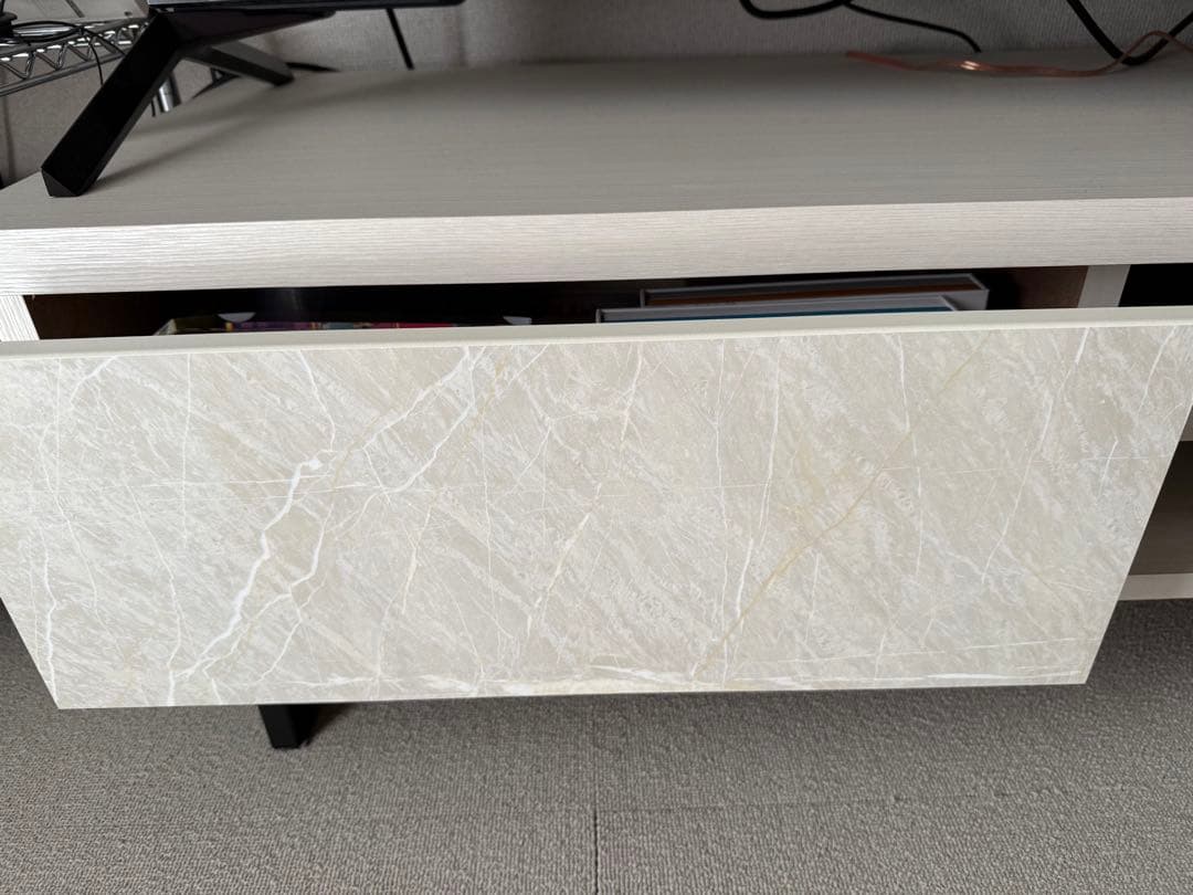 ニトリ　ホワイト　大理石調　テレビボード　テレビ台　幅160cm