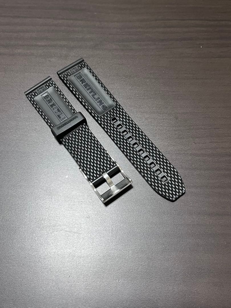 BREITLING ブラックラバーベルト 22-20 ブラック　尾錠付き