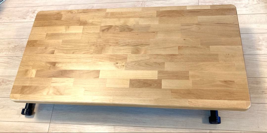 昇降式テーブル リフトテーブル ガス圧 無段階調節 （ライトブラウン）