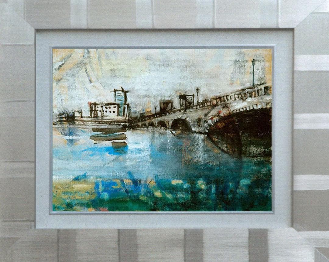 油絵 菅家令子 絵 絵画 インテリア F4-090914 風景 万代橋 新潟