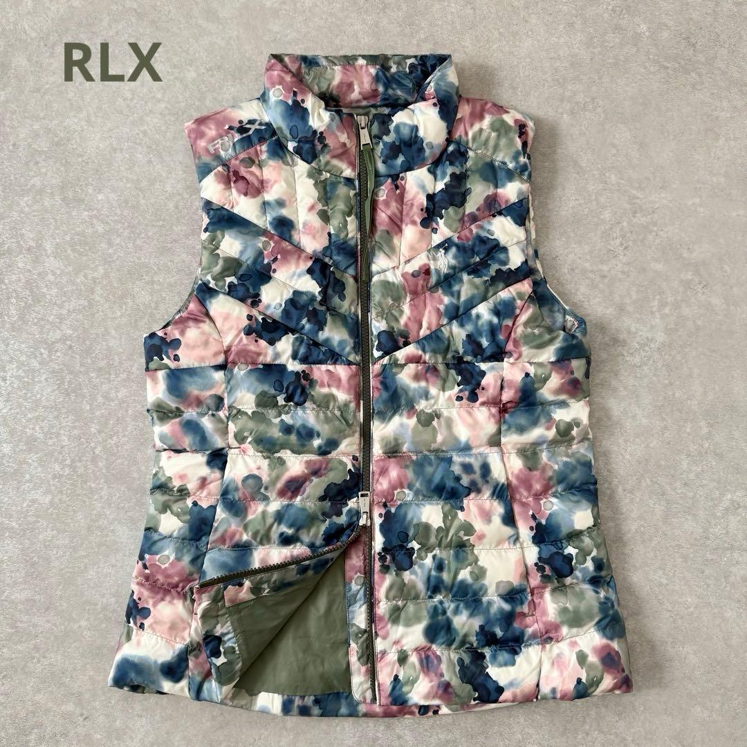 美品 RLX RALPH LAUREN ポロ ゴルフ 中綿ベスト 総柄 水彩