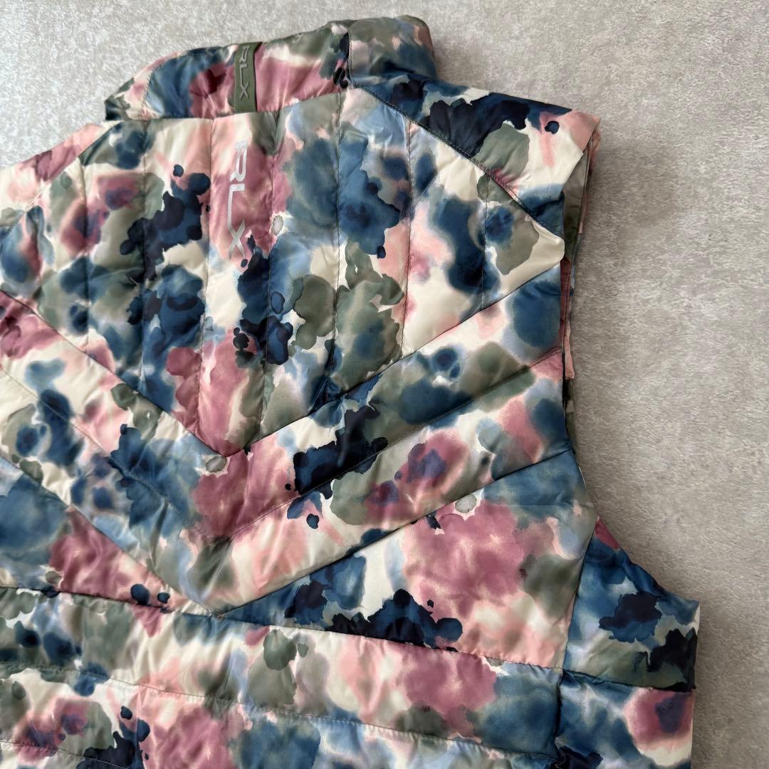 美品 RLX RALPH LAUREN ポロ ゴルフ 中綿ベスト 総柄 水彩