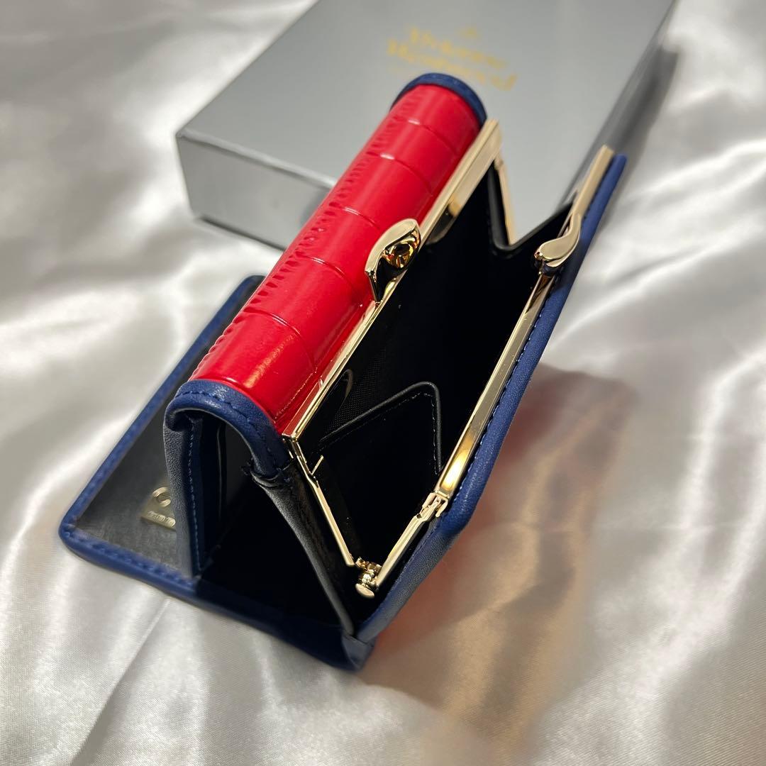 新品 Vivienne Westwood レッド青ライン 三つ折り財布